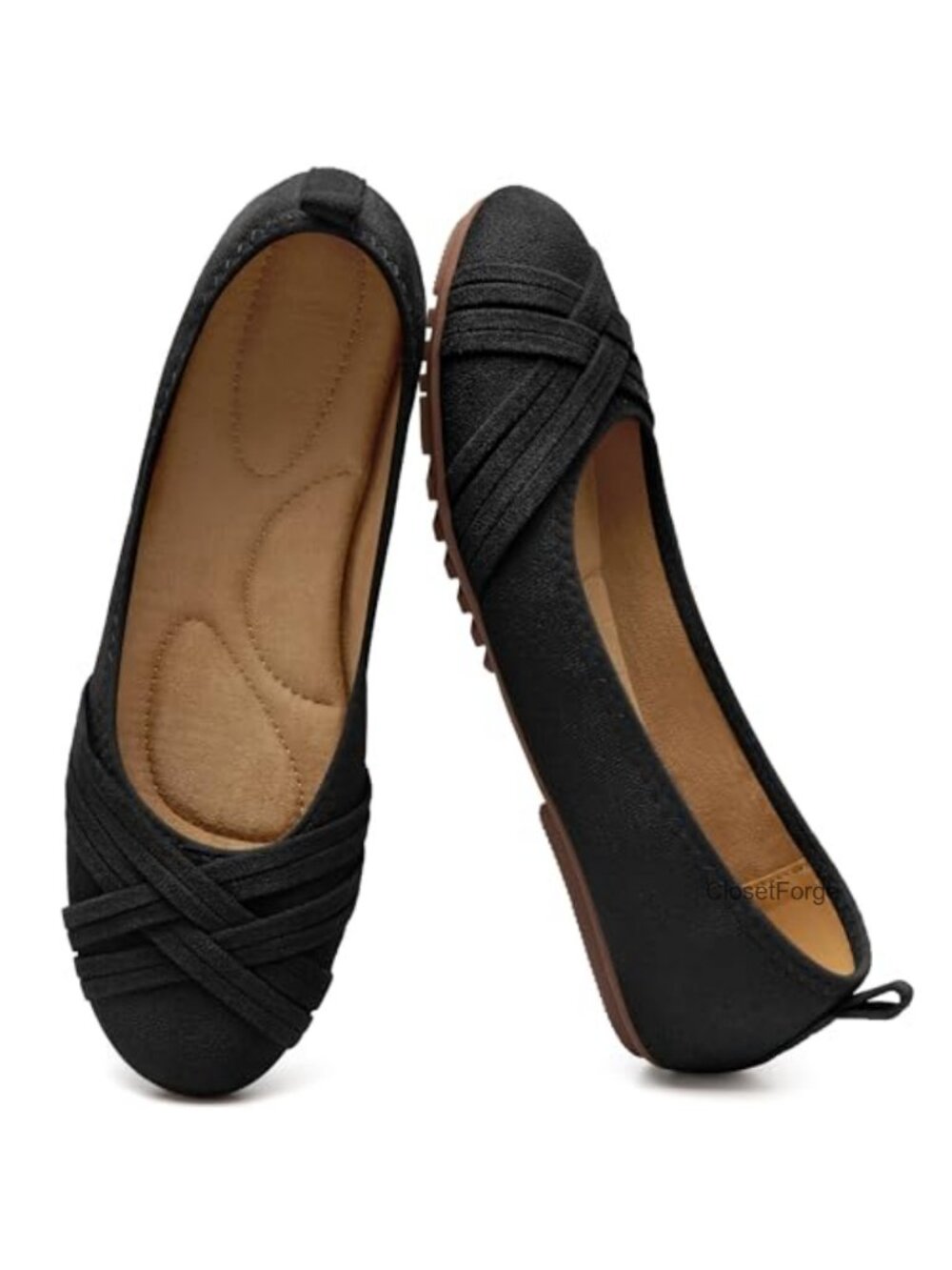Women's Suede Memory Foam Flats - Anti-Slip Office Shoes
